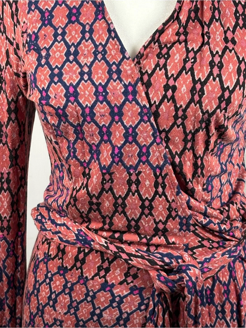 Free People Rhetta Rusty Rose Multi Print Mini Wrap Dress- Size XS